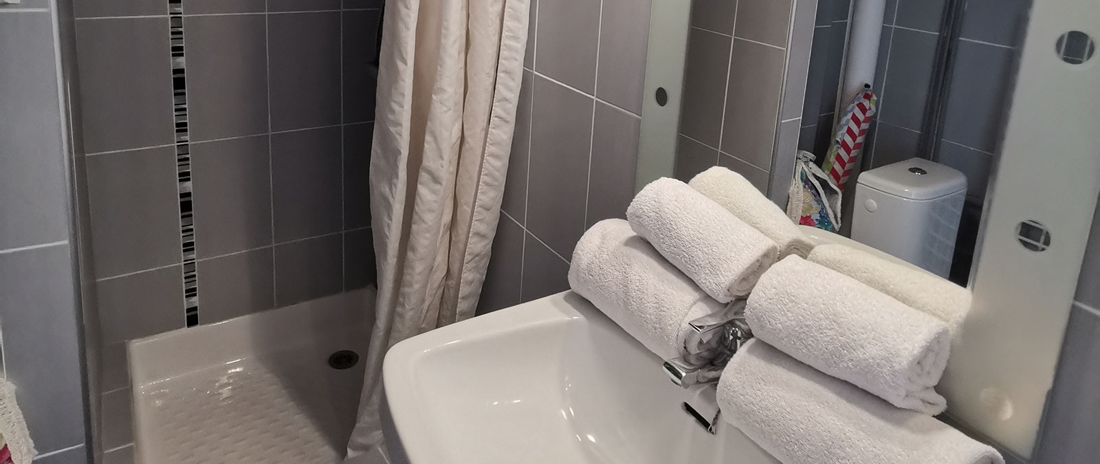 Bathroom with shower classic naturist studio flat for rent